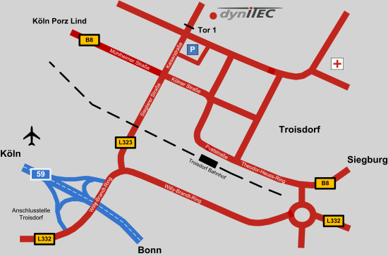 Anfahrtskarte Troisdorf